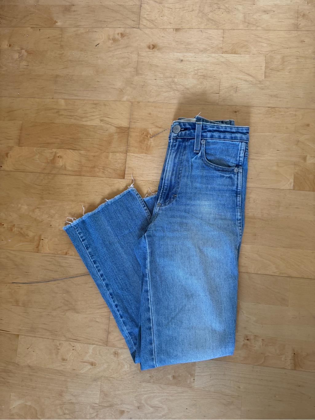 Amo Light Blue High Rise Kick Crop